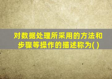 对数据处理所采用的方法和步骤等操作的描述称为( )
